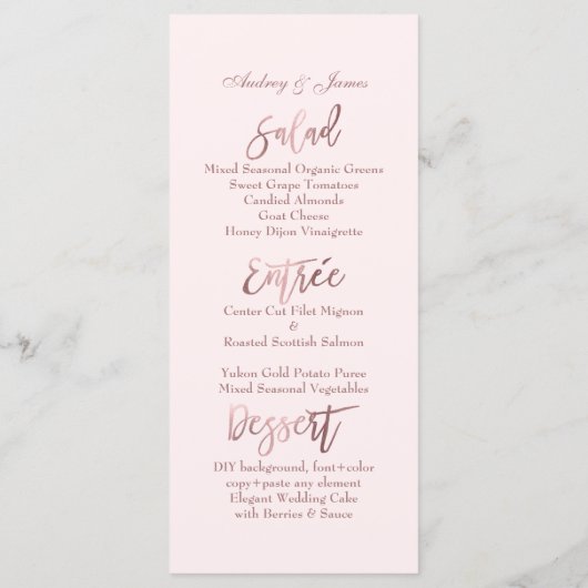 Menu PixDezines Shine Menu/Faux Rose Gold/Fancy Script (Dos)