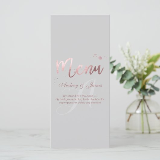 Menu PixDezines Shine Menu/Faux Rose Gold/Fancy Script (Debout devant)