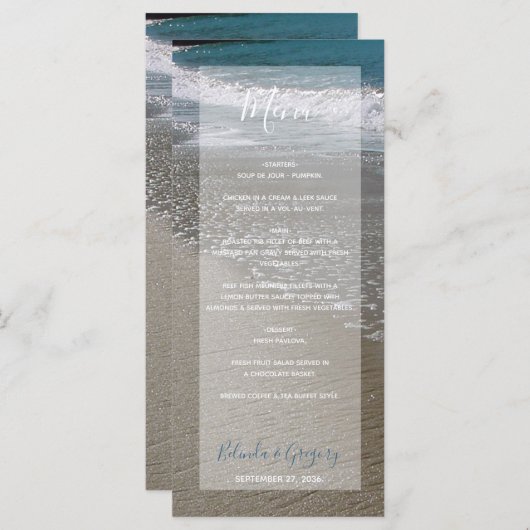 Menu Plage balnéaire & Mariage de sable (Devant / Derrière)