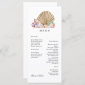 Menu Plage de Coral & Seashell Mariage (Devant / Derrière)