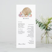 Menu Plage de Coral & Seashell Mariage (Debout devant)