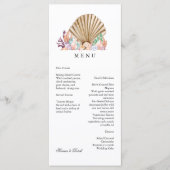 Menu Plage de Coral & Seashell Mariage (Devant)