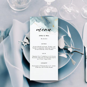 Menu Plage d'été moderne Dusty Blue Romantique Mariage
