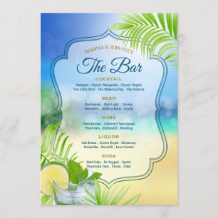 Menu Plage Mariage Cool Mojito Palm Feuilles L'Open Bar