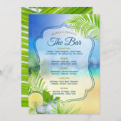 Menu Plage Mariage Cool Mojito Palm Feuilles L'Open Bar (Devant / Derrière)