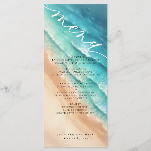 Menu Plage océane aquarelle élégante (Devant)