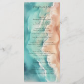 Menu Plage océanique aquarelle bleu terre (Dos)