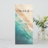 Menu Plage océanique Aquarelle bleue Calligraphie éléga (Debout devant)