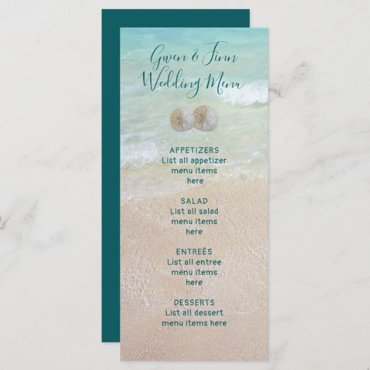 Menu Plage Scène Arrière - plan Sable Dollars Mariage M (Devant / Derrière)