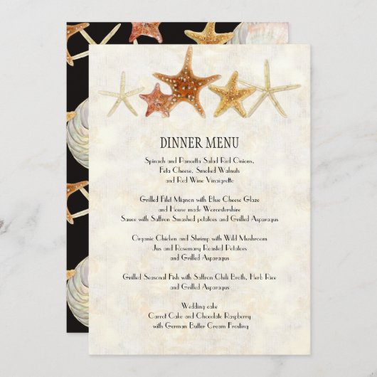 Menu Plage Tropicale Coquille Starfish Nautilus Ét (Devant / Derrière)