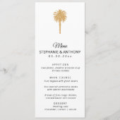Menu Plage tropicale Gold Palm Tree Destination Mariage (Devant)