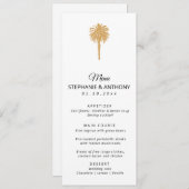Menu Plage tropicale Gold Palm Tree Destination Mariage (Devant / Derrière)