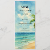 Menu Plage tropicale Mariage de bord de mer (Devant)