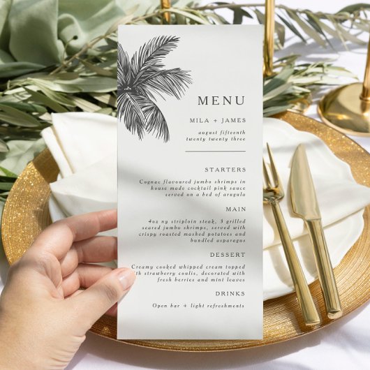 Menu Plage tropicale moderne minimaliste Mariage 3 parc