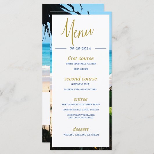 Menu Plage tropicale Océan Mer Monogramme d'été (Devant / Derrière)