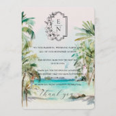 Menu Plage Tropicale | Remerciement de Table de Mariage (Devant)