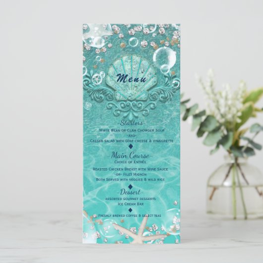 Menu Plage turquoise Enchanted de mer Starfish & Bubble (Debout devant)