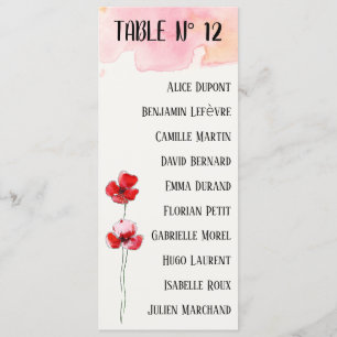 Menu Plan de table "Coquelicots"