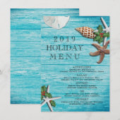 Menu Planches de Vie Marine de Noël Tropical Bleu (Devant / Derrière)