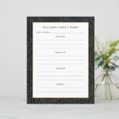 Menu Planner voor familienaam |  zwarte bloem (Staand voorkant)