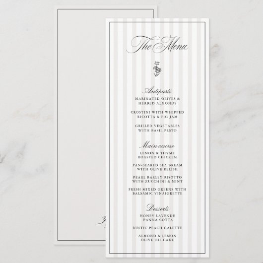 Menu Plat (Devant / Derrière)