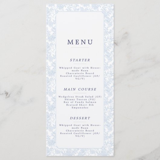 Menu plat (Devant)