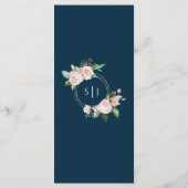 Menu plat Blush Floral Navy Mariage (Dos)