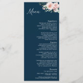 Menu plat Blush Floral Navy Mariage (Devant)