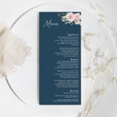 Menu plat Blush Floral Navy Mariage