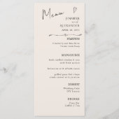 Menu plat Calligraphie moderne minimaliste, mariag (Devant)
