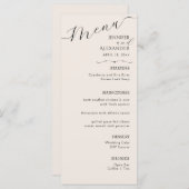 Menu plat Calligraphie moderne minimaliste, mariag (Devant / Derrière)