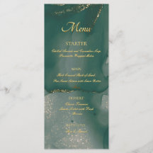 Menu Plat Chic Encre Verte Pailletée