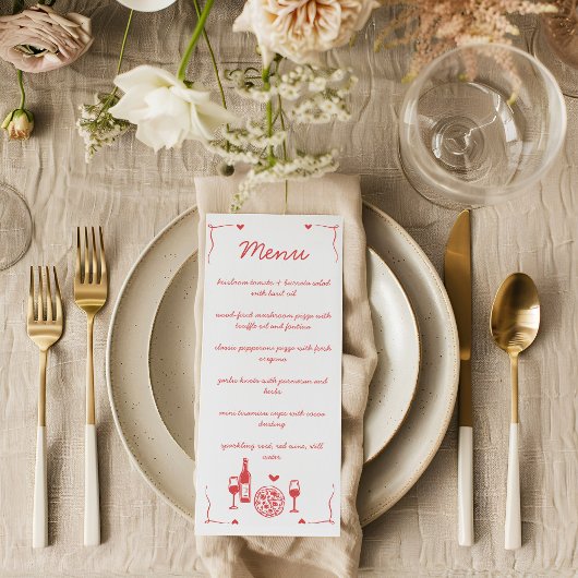 Menu plat de Baby Shower Rustique Pizza & Vin