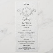 Menu plat de baptême floral embossé faux (Devant)
