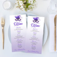 Menu Plat de fête d'anniversaire violet mascarade