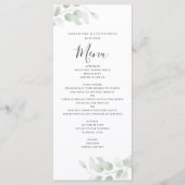 Menu plat de mariage à l'aquarelle de verdure d'Eu (Devant)