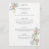 Menu plat de mariage à l'aquarelle florale fine (Devant)