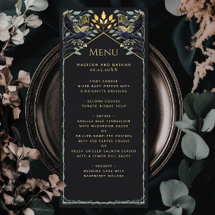 Menu plat de mariage corbeau gothique enchanté