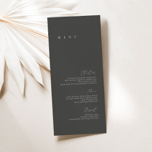 Menu Plat de Mariage Minimaliste Moderne Noir & Bl