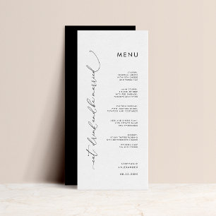 Menu plat de mariage minimaliste noir et blanc