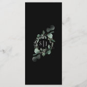 Menu Plat de Mariage Moderne en Verdure Noire (Dos)