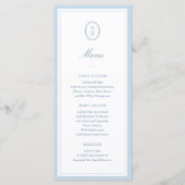 Menu plat de mariage monogrammé à l'hydrangea bleu (Devant)