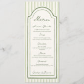 Menu Plat de Mariage Rayé Vert (Devant)