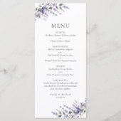 Menu Plat de Mariage Rustique au Lavande Violet (Devant)