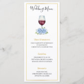 Menu Plat de Mariage Verre à Vin Hydrangeas Bleus (Devant)