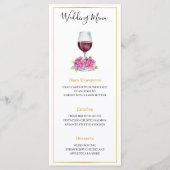 Menu Plat de Mariage Verre à Vin Hydrangeas Roses (Devant)
