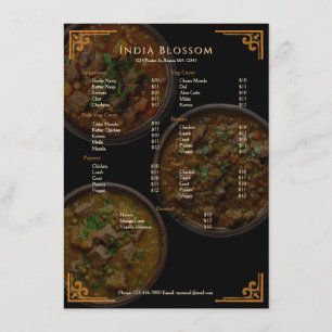 Menu plat de restaurant indien moderne élégant