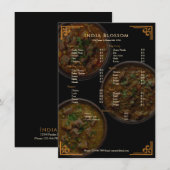 Menu plat de restaurant indien moderne élégant (Devant / Derrière)