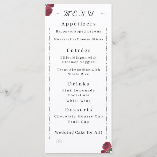 Menu Plat de Roses Fines (Devant)