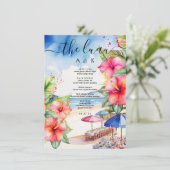 Menu Plat Destination Plage au Hibiscus Tropical (Debout devant)